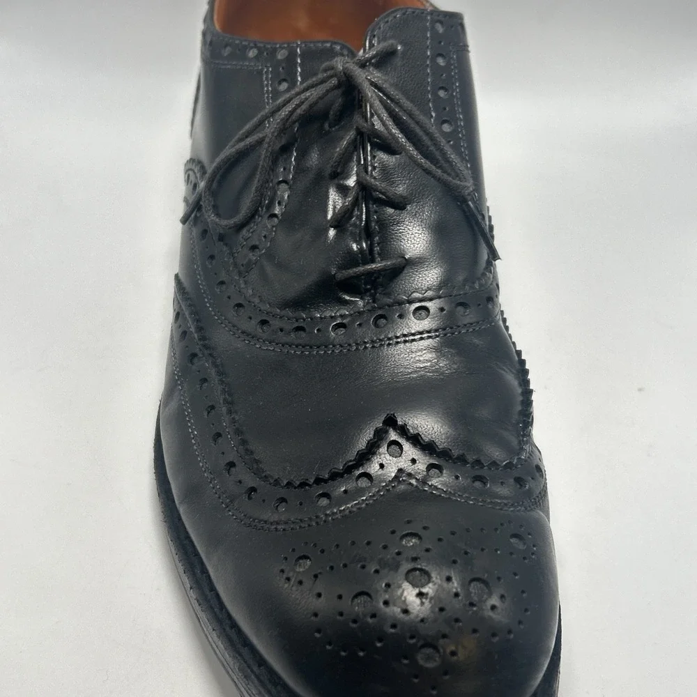 Allen Edmonds WHITNEY Oxford Shoes Mens Size 10.5 D Wing Tip Dress Black USA - Picture 14 of 16